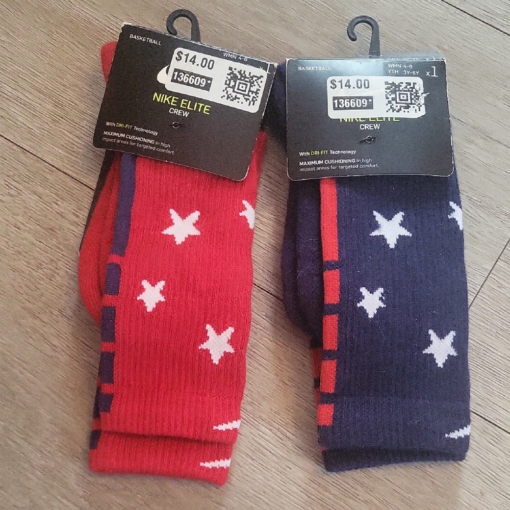Nike Elite Crew Socks - Red and Navy with Stars Womens Ball Socks